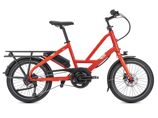 Tern Quick Haul D8 electric cargo bike tobasco side profile on Fly Rides